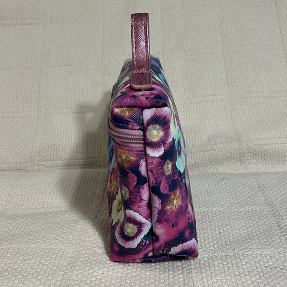 Tahari Pink and Purple Cosmetic Bag Vibrant Floral Design - Picture 6 of 8